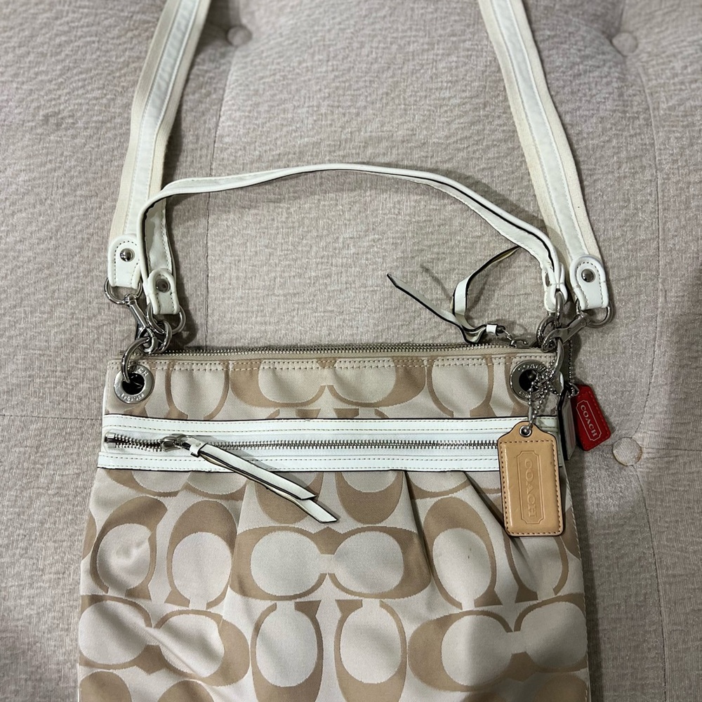 Coach Poppy Multi-Signature Sateen Hippie Shoulder/Crossbody Bag - Light Khaki
